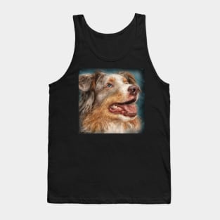 Painting of a Beautiful Australian Shepherd Smiling Tank Top